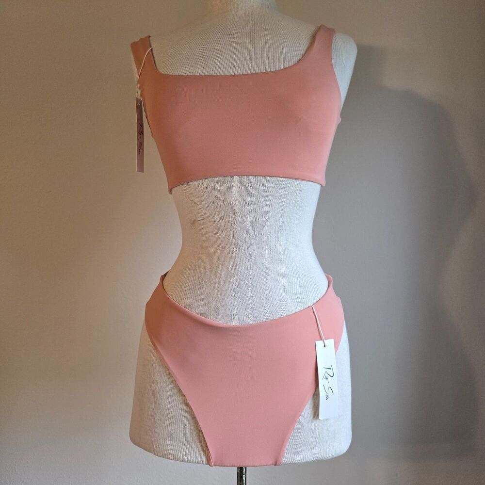 Riot Swim Kai Bikini set top and bottom light pink set SZ small NWT
